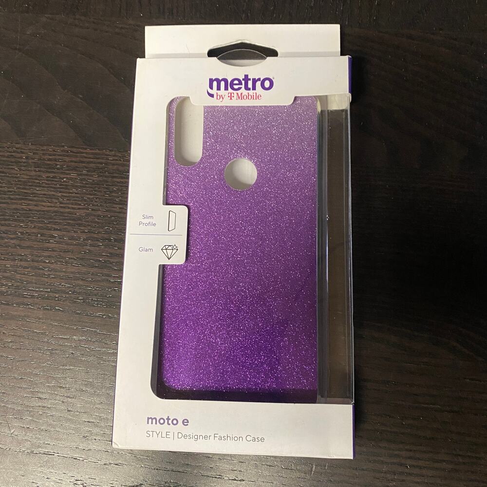 Moto E Fashion Case Metro by T-Mobile Purple Glitter Brand New